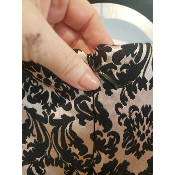 New York & Co Dress Jacquard Midi Party Sleeveless Stretch Sz L Lined Zip - Picture 6 of 10